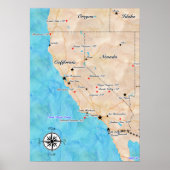 Treasure Map California Poster (Voorkant)