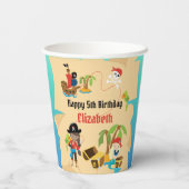 Treasure Map Cute Girl Pirate Birthday Party Papieren Bekers (Achterkant)