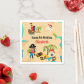 Treasure Map Cute Girl Pirate Birthday Party Servet (Insitu)