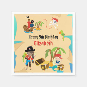 Treasure Map Cute Girl Pirate Birthday Party Servet