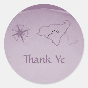Treasure Map Dank jullie Stickers, Paars Ronde Sticker