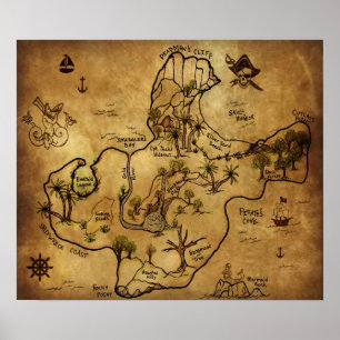 Treasure Map - Het eiland Lost Treasure Poster