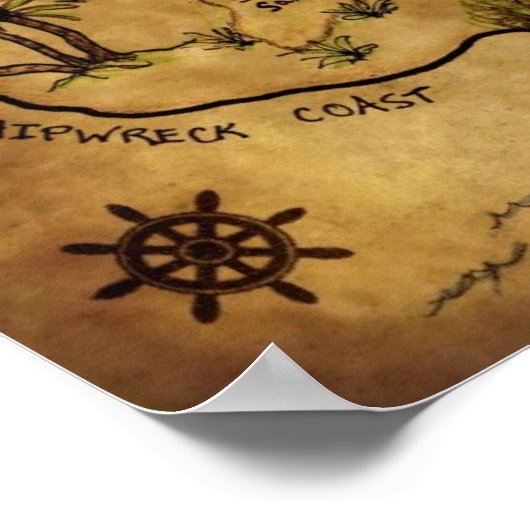Treasure Map - Het eiland Lost Treasure Poster (Hoek)