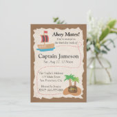 Treasure Map, Pirate Theme Birthday Party Kaart (Staand voorkant)