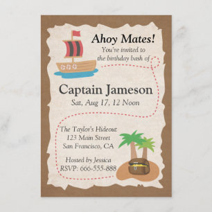 Treasure Map, Pirate Theme Birthday Party Kaart