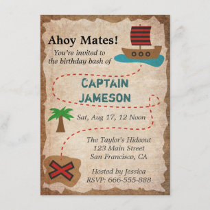 Treasure Map, Pirate Theme Birthday Party Kaart