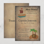 Treasure Map, Pirate Theme Birthday Party Kaart (Voorkant / Achterkant)