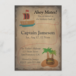 Treasure Map, Pirate Theme Birthday Party Kaart