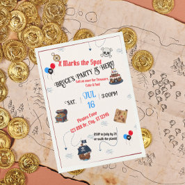 Treasure Map Pirate verjaardagsfeestje Kaart