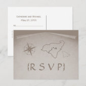 Treasure Map RSVP Briefkaart, Beige Uitnodiging Briefkaart (Voorkant / Achterkant)
