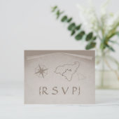 Treasure Map RSVP Briefkaart, Beige Uitnodiging Briefkaart (Staand voorkant)