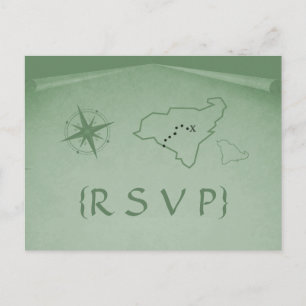 Treasure Map RSVP Briefkaart, Green Uitnodiging Briefkaart