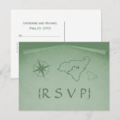 Treasure Map RSVP Briefkaart, Green Uitnodiging Briefkaart (Voorkant / Achterkant)