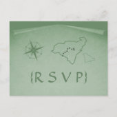 Treasure Map RSVP Briefkaart, Green Uitnodiging Briefkaart (Voorkant)