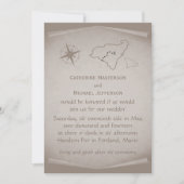 Treasure Map Wedding Invite, Beige Kaart (Voorkant)