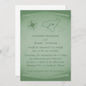 Treasure Map Wedding Invite, Green Kaart (Voorkant / Achterkant)