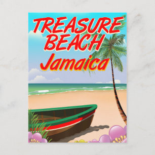 Treasure strand Jamaica reisposter Briefkaart