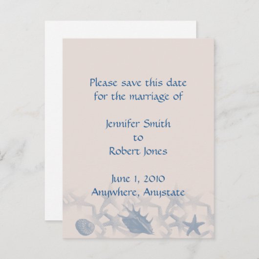 Treasure van het Zee Save the Date, briefkaart (Voorkant / Achterkant)