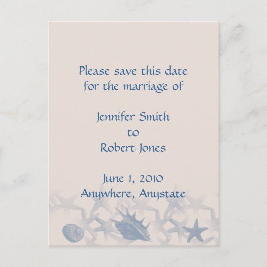 Treasure van het Zee Save the Date, briefkaart (Voorkant)