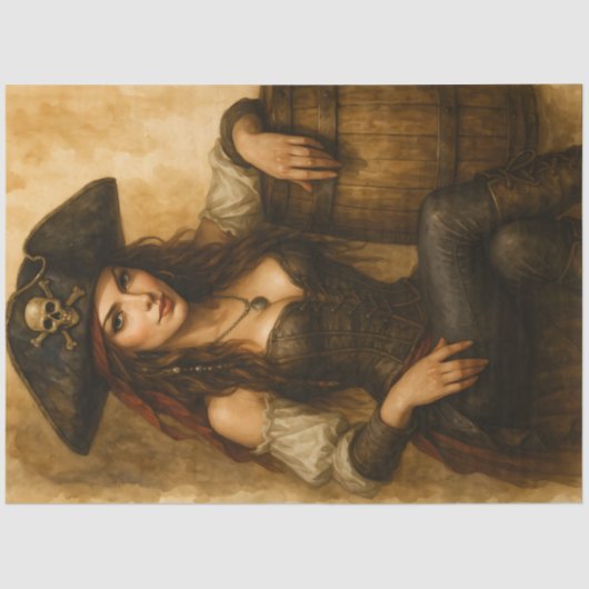 Treasurebound – Gothic Pirate Pin-Up Fantasy Decou Tissuepapier (Voorkant)