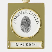 Treasured Custom Vingerafdruk Memorial Ornament Verguld Banner Ornament (Voorkant)