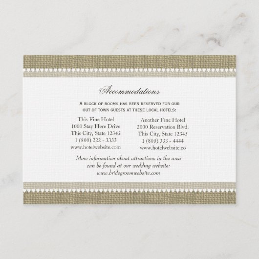 Treasured Hearts Burlap Look Routebeschrijving Inv Informatiekaartje (Voorkant)