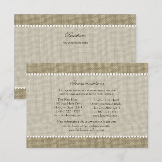 Treasured Hearts Burlap Look Routebeschrijving Inv Informatiekaartje (Voorkant / Achterkant)