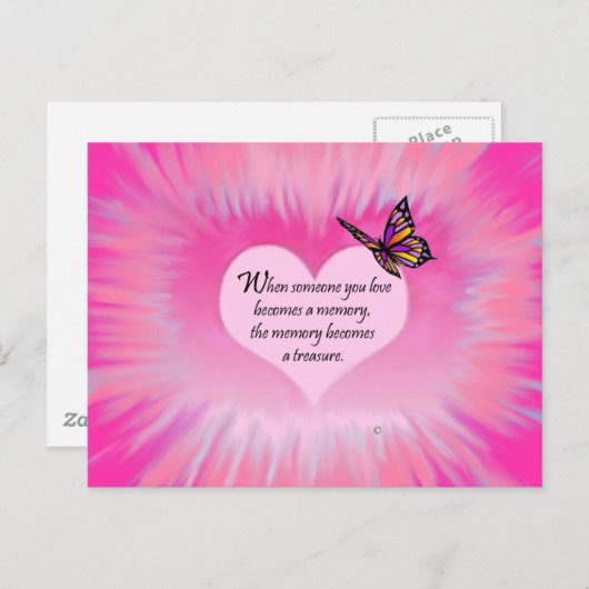 Treasured Memories Butterfly Gedicht Briefkaart (Voorkant / Achterkant)