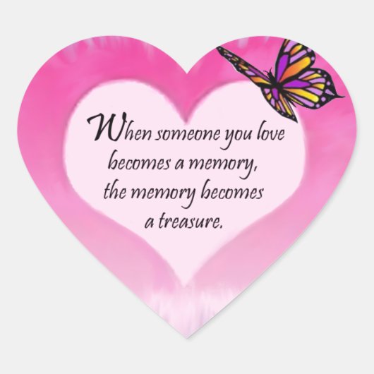Treasured Memories Butterfly Gedicht Hart Sticker (Voorkant)