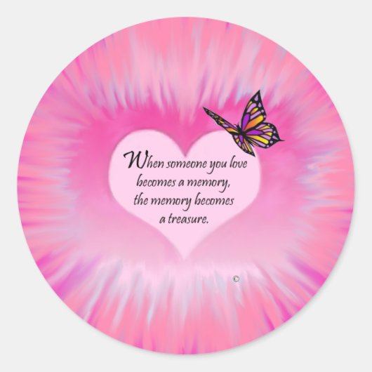 Treasured Memories Butterfly Gedicht Ronde Sticker (Voorkant)