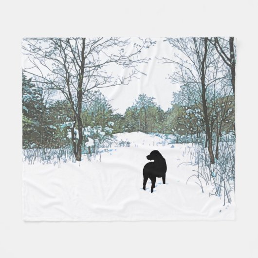 Treasures - Black Dog Art - Black Lab Fleece Deken (Voorkant (Horizontaal))