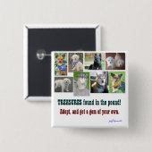 TREASURES gevonden in het pond Vierkante Button 5,1 Cm (Voorkant /achterkant)