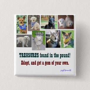 TREASURES gevonden in het pond Vierkante Button 5,1 Cm