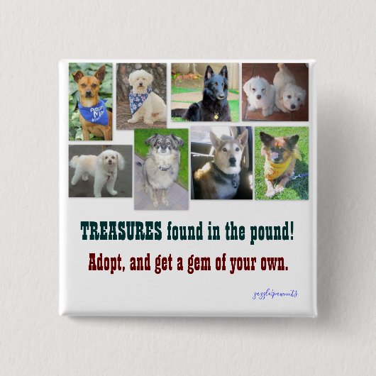 TREASURES gevonden in het pond Vierkante Button 5,1 Cm (Voorkant)