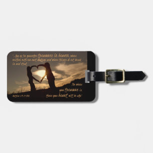 Treasures in Heaven Matthew 6:19-21 Bijbelverse Bagagelabel