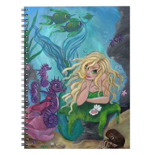 "Treasures" mermaid seahorse NOTEBOOK Notitieboek (Voorkant)