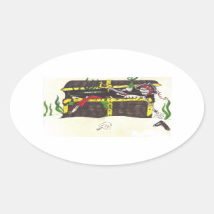 Treasurker van het dode Man Ovale Sticker