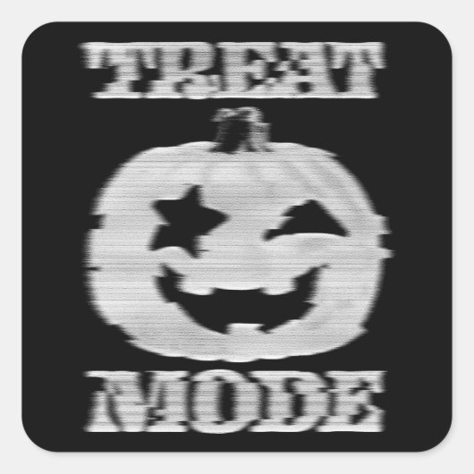 Treat Mode Glitchy Pumpkin Vierkante Sticker (Voorkant)