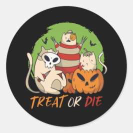 Treat of Die Cat Murder Horror Movies Halloween Ronde Sticker