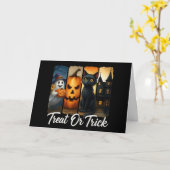 "Treat or Trick" Halloween Brush Stroke Greeting Kaart (Gele Bloem)