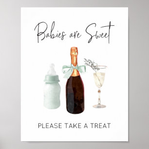 Treat Sign voor Baby shower Green Sip & See Poster