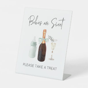 Treat Station Sign voor Baby shower Green Sip & Se Reclamebord Met Voetstuk
