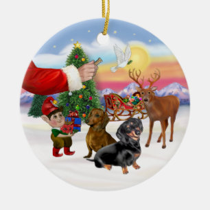 Treat voor twee dachshunds keramisch ornament