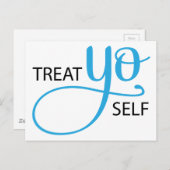 Treat Yo Self Blue Briefkaart (Voorkant / Achterkant)