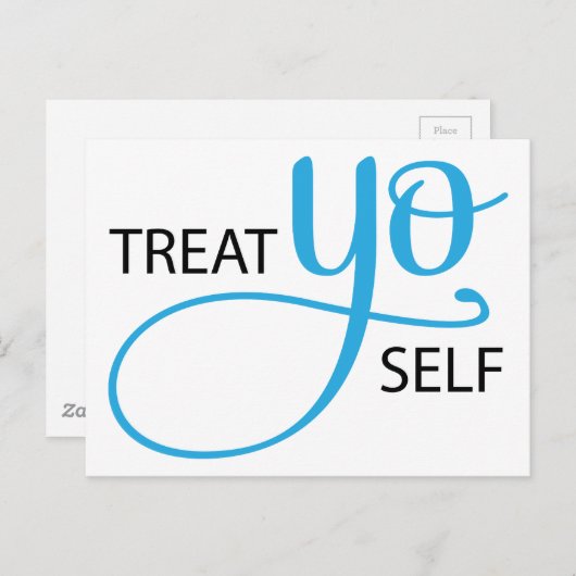 Treat Yo Self Blue Briefkaart (Voorkant / Achterkant)