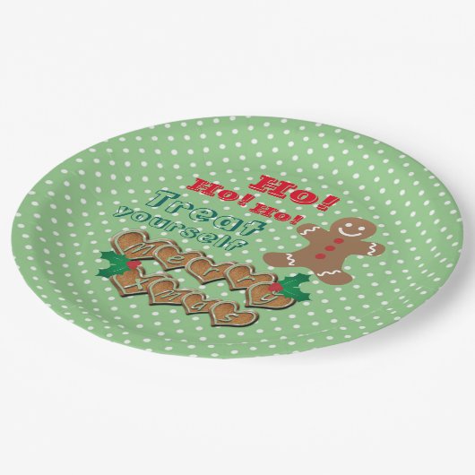 "Treat Yourself" kerstgebak en Stippen Papieren Bordje (Gekanteld)