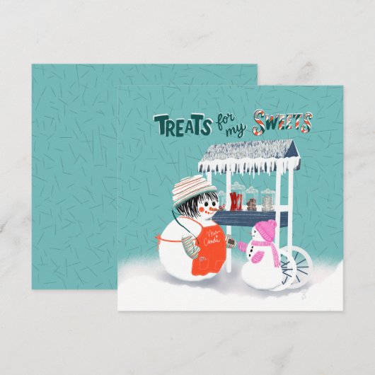 Treats For My Sweets Snowwoman Holiday Card Kaart (Voorkant / Achterkant)