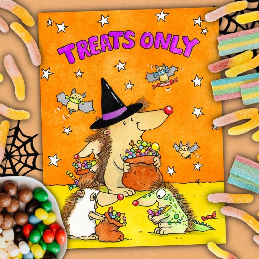 Treats Only - Hand-drawn Cartoon Halloween  Briefkaart