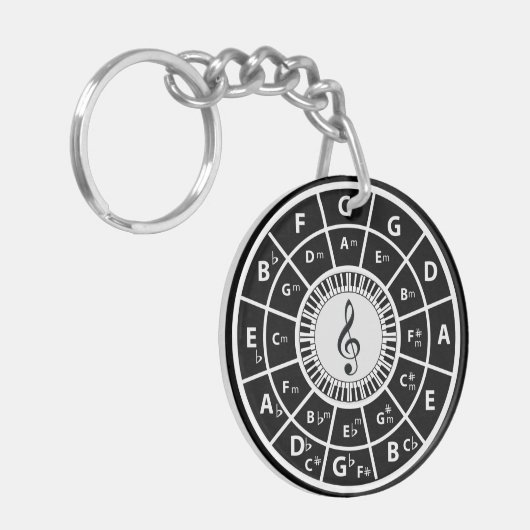 Trebele ClefPiano Keys Cirkel van Vijfden Sleutelhanger (Voorkant Links)