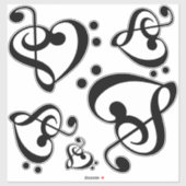Treble Bass Clef Music Hearts Sticker (Vel)
